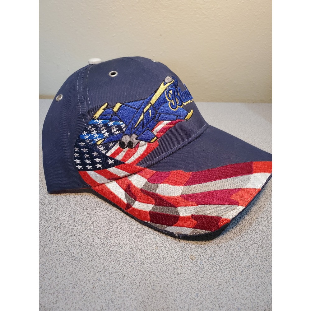 US Navy Blue Angels Embroidered Hat American Flag Jet Aviation Cap Navy Blue